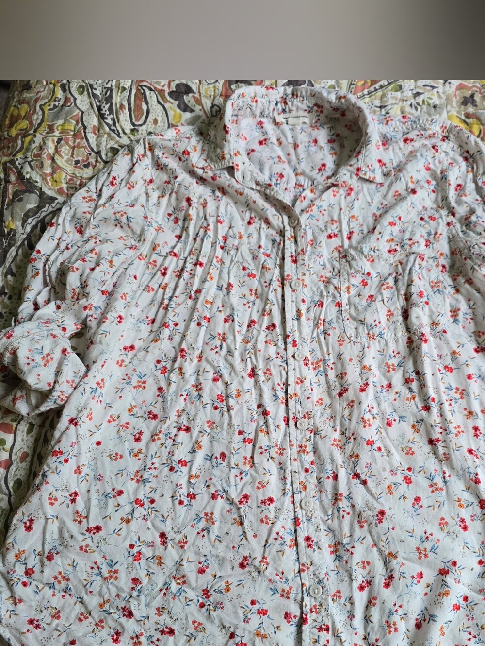 beachlunchlounge Collection Viscose Floral Button Up Shirt Women's Size Medium